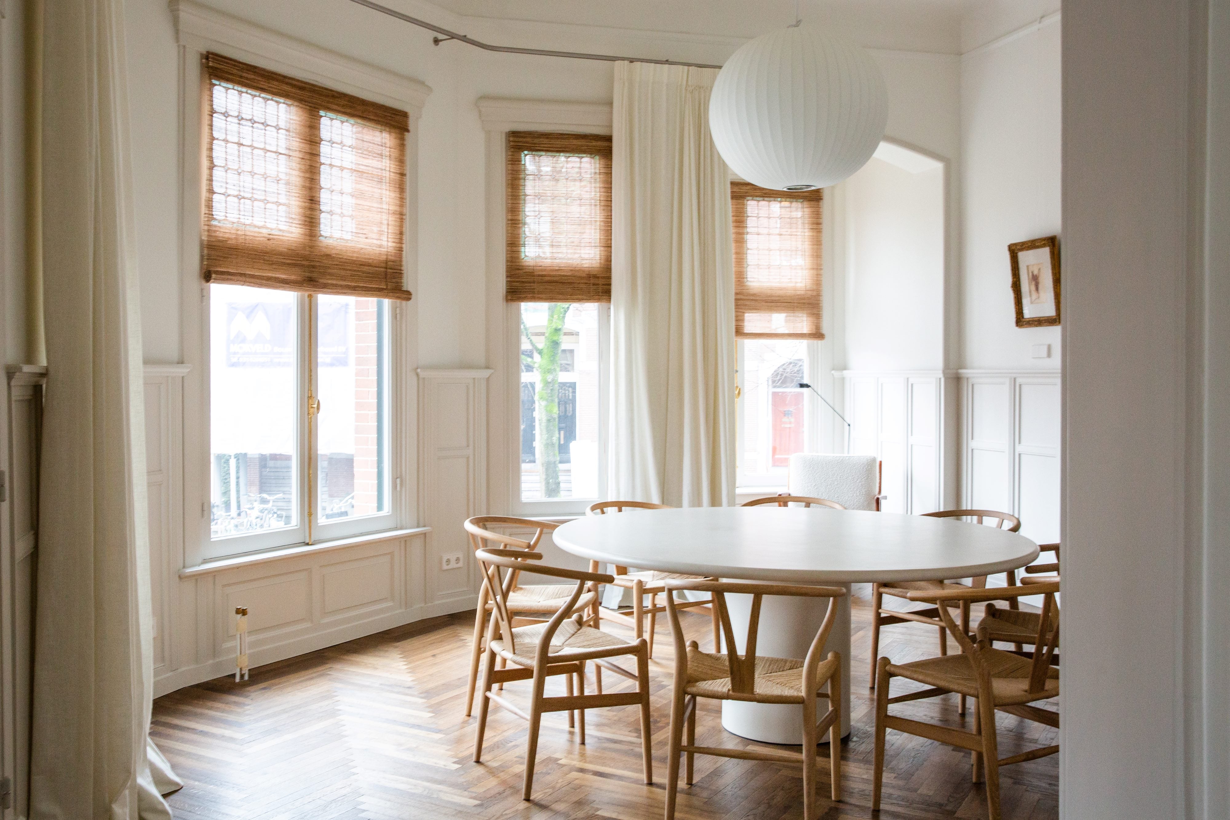 Wood woven rolling blinds - linnen curtains