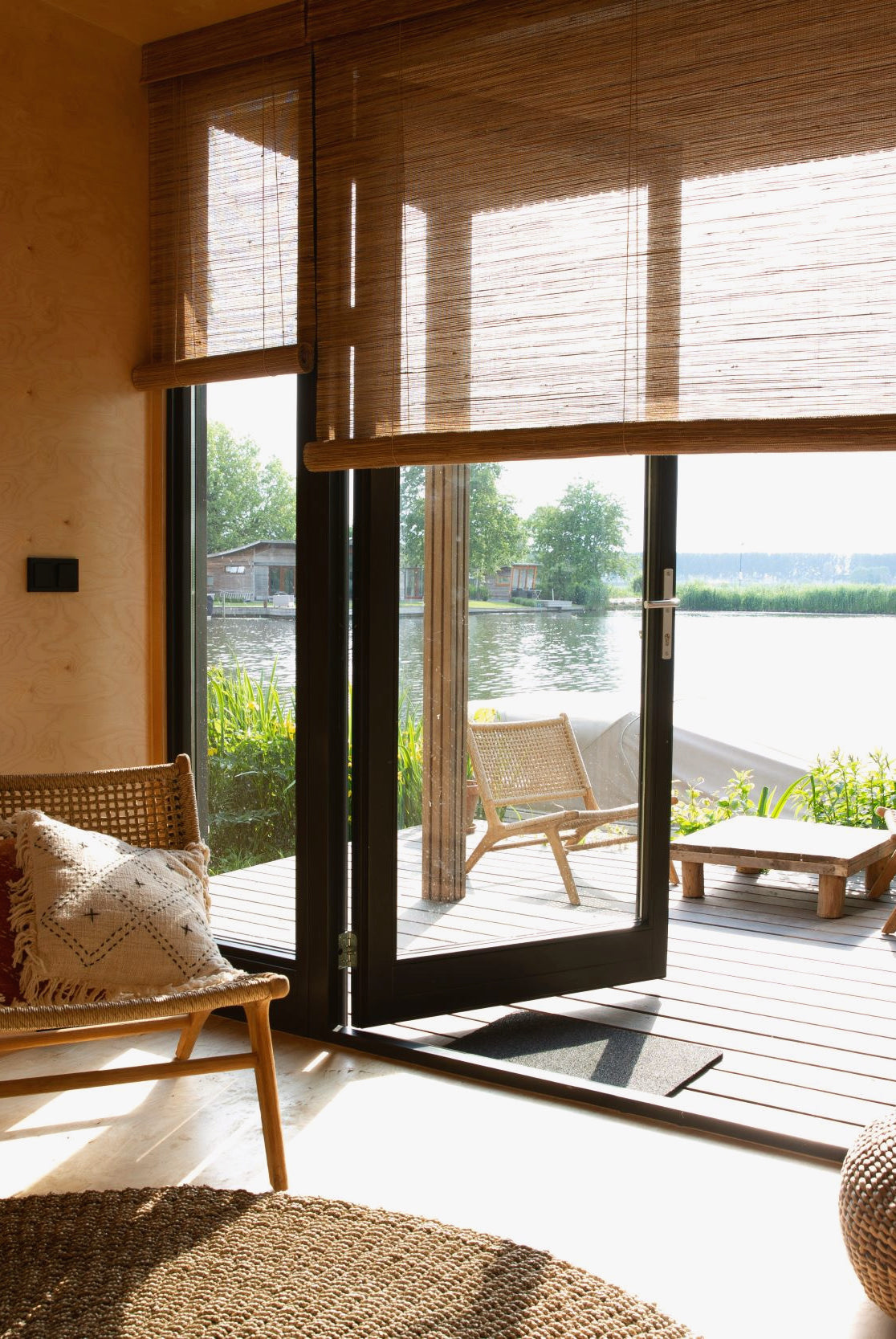 Tuamoto blinds filtering daylight in a tiny house living space