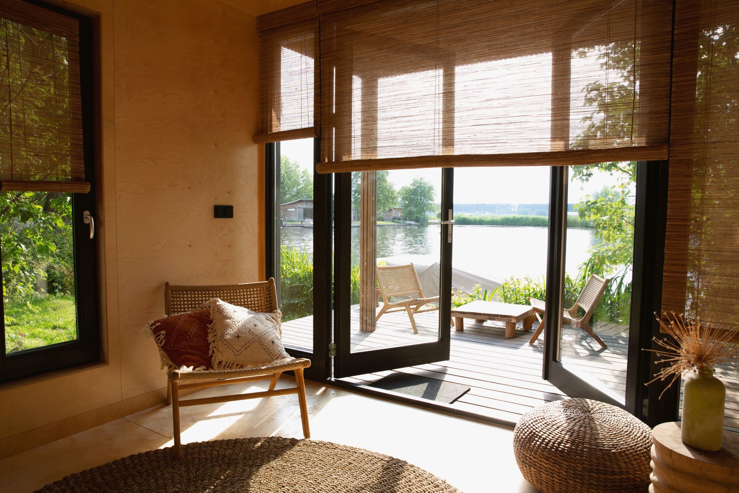 Tuamoto blinds filtering daylight in a tiny house living space