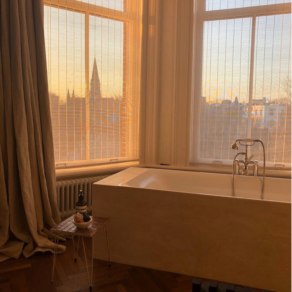 Baltex blind, Linnen gordijn, badkamer