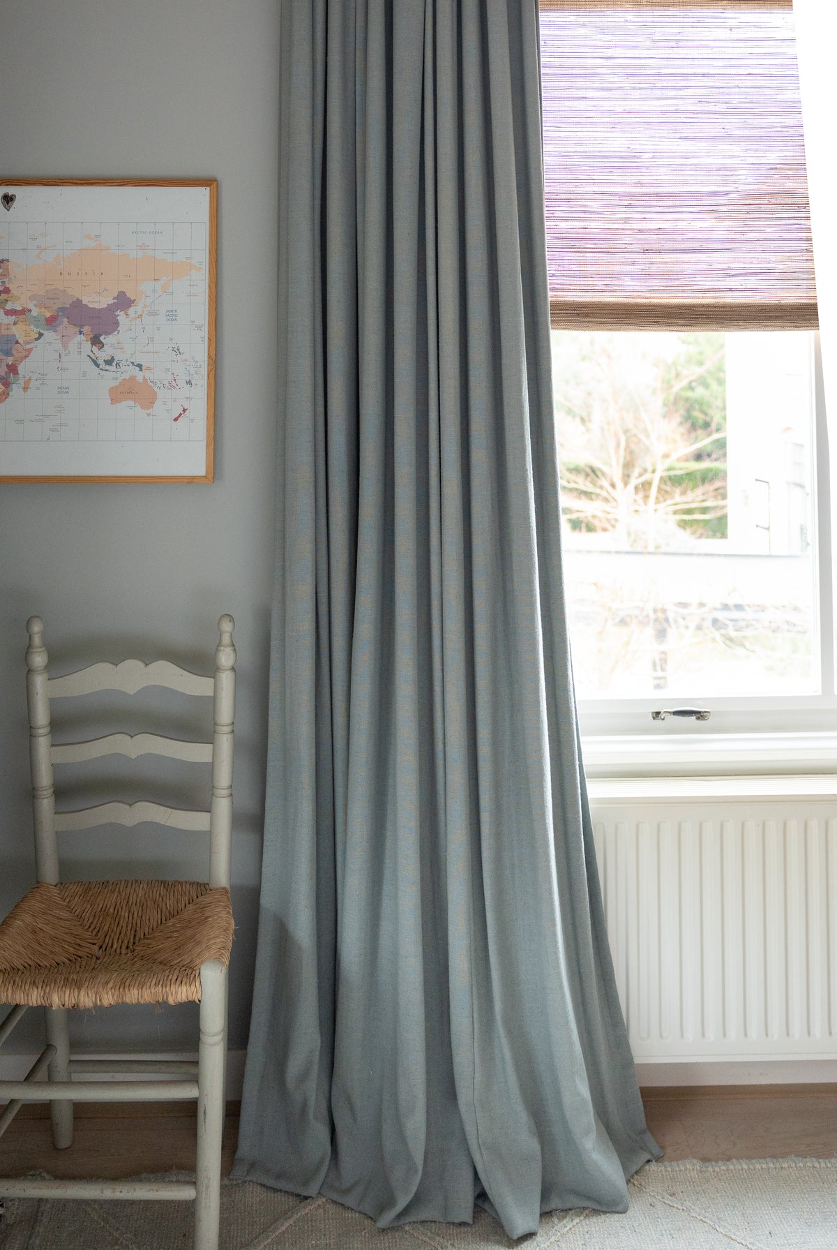 Baltex blinds met prachtige gekleurde linnen gordijnen - August Interieur